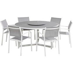 4 Seasons Outdoor Tosca 6 Seater Garden Dining Set, White / Steel